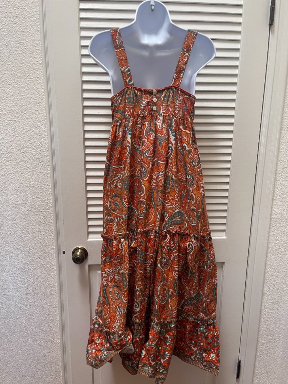 Band of the Free Boho Paisley Tiered Midi Dress Small - Picture 3 of 7